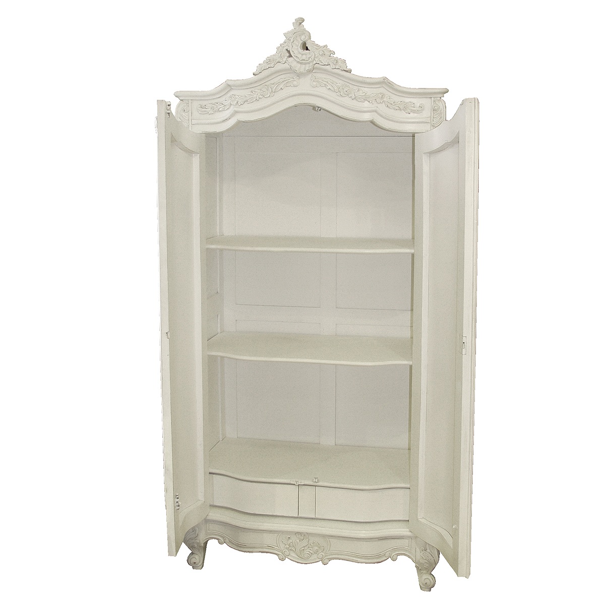 Provencal White Carved French Armoire, French Bedroom Company