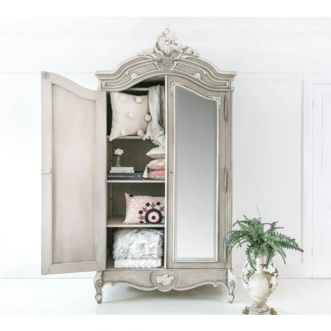 Amour 2-Door Mirror Fronted French Armoire
Fawn Grey Mirror-Fronted French Style Handmade Armoire